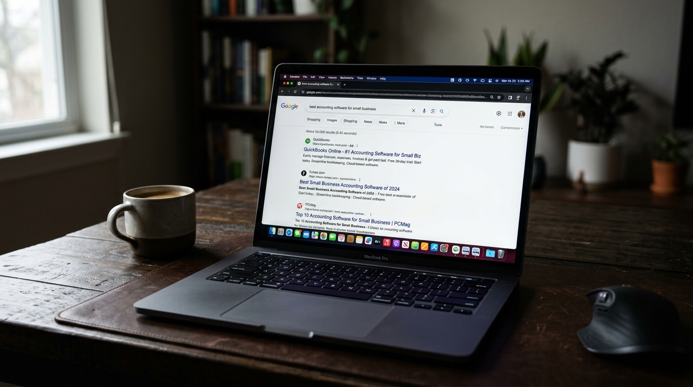 Resultados de búsqueda de Google con un anuncio en la primera posición